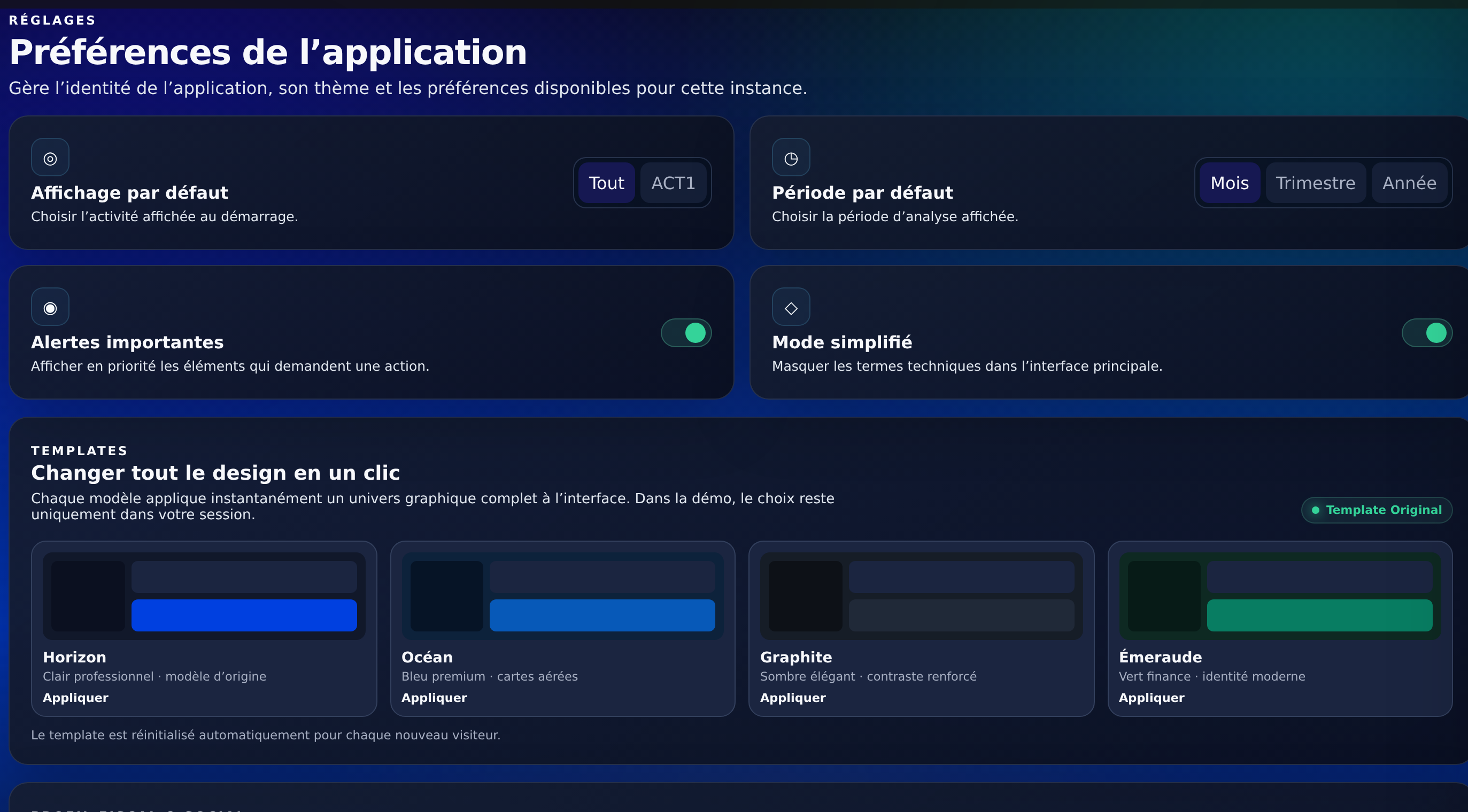 Préférences et templates graphiques